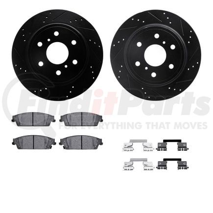 Dynamic Friction Company 8412-48040 Brake Rotor Drilled & Slotted - Black- w/Ulitmate Duty Brake Pad & HW Kit