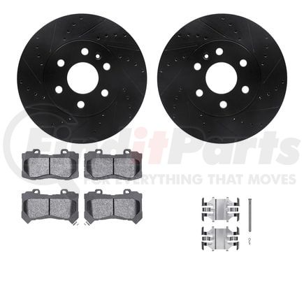 Dynamic Friction Company 8412-48046 Brake Rotor Drilled & Slotted - Black- w/Ulitmate Duty Brake Pad & HW Kit