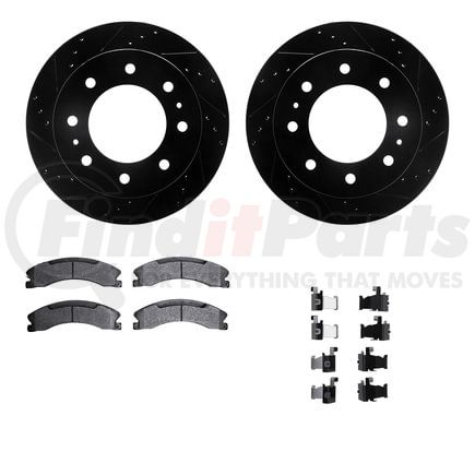 Dynamic Friction Company 8412-48045 Brake Rotor Drilled & Slotted - Black- w/Ulitmate Duty Brake Pad & HW Kit