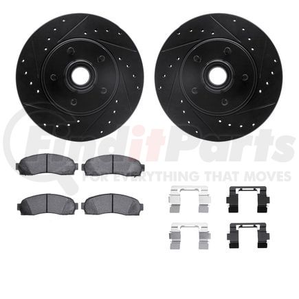 Dynamic Friction Company 8412-54030 Brake Rotor Drilled & Slotted - Black- w/Ulitmate Duty Brake Pad & HW Kit