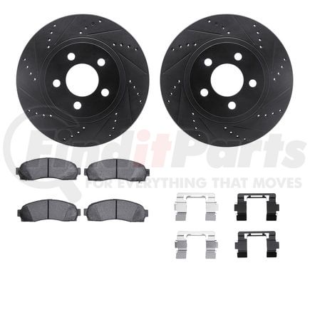 Dynamic Friction Company 8412-54059 Brake Rotor Drilled & Slotted - Black- w/Ulitmate Duty Brake Pad & HW Kit