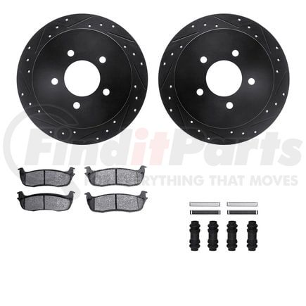 Dynamic Friction Company 8412-54061 Brake Rotor Drilled & Slotted - Black- w/Ulitmate Duty Brake Pad & HW Kit