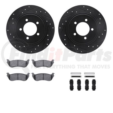 Dynamic Friction Company 8412-54065 Brake Rotor Drilled & Slotted - Black- w/Ulitmate Duty Brake Pad & HW Kit