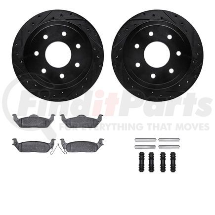 Dynamic Friction Company 8412-54076 Brake Rotor Drilled & Slotted - Black- w/Ulitmate Duty Brake Pad & HW Kit