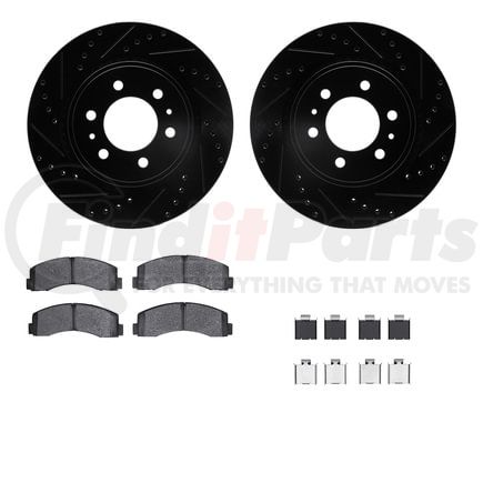 Dynamic Friction Company 8412-54090 Brake Rotor Drilled & Slotted - Black- w/Ulitmate Duty Brake Pad & HW Kit