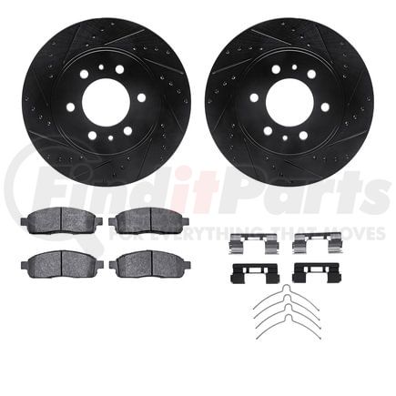 Dynamic Friction Company 8412-54094 Brake Rotor Drilled & Slotted - Black- w/Ulitmate Duty Brake Pad & HW Kit