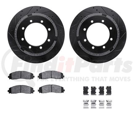Dynamic Friction Company 8412-54100 Brake Rotor Drilled & Slotted - Black- w/Ulitmate Duty Brake Pad & HW Kit