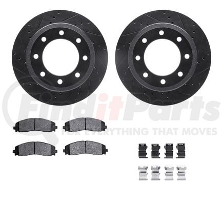 Dynamic Friction Company 8412-54102 Brake Rotor Drilled & Slotted - Black- w/Ulitmate Duty Brake Pad & HW Kit