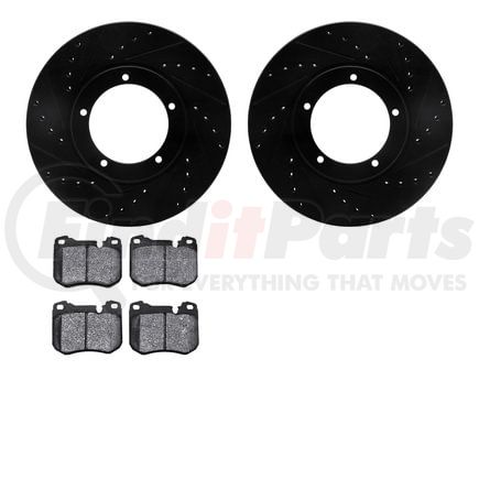 Dynamic Friction Company 8502-02050 Rotors-Drilled and Slotted-Black with 5000 Advanced Brake Pads