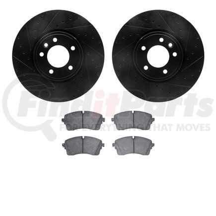 Dynamic Friction Company 8502-11040 Rotors-Drilled and Slotted-Black with 5000 Advanced Brake Pads