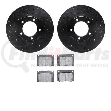 Dynamic Friction Company 8502-20002 Rotors-Drilled and Slotted-Black with 5000 Advanced Brake Pads