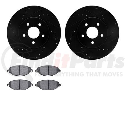 Dynamic Friction Company 8502-20013 Rotors-Drilled and Slotted-Black with 5000 Advanced Brake Pads