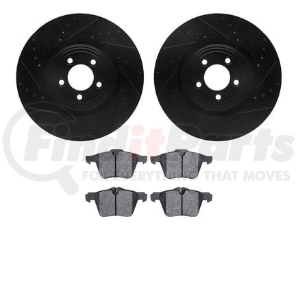 Dynamic Friction Company 8502-20096 Rotors-Drilled and Slotted-Black with 5000 Advanced Brake Pads