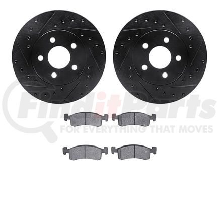Dynamic Friction Company 8502-40140 Rotors-Drilled and Slotted-Black with 5000 Advanced Brake Pads