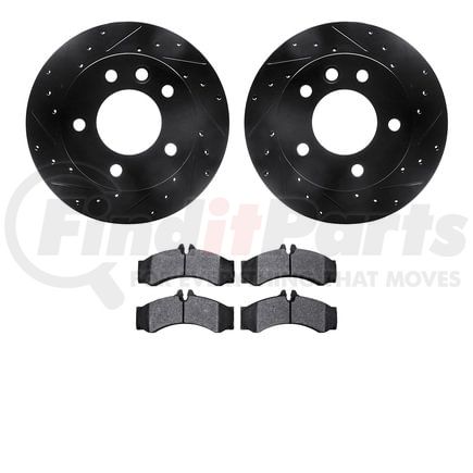 Dynamic Friction Company 8502-40258 Rotors-Drilled and Slotted-Black with 5000 Advanced Brake Pads