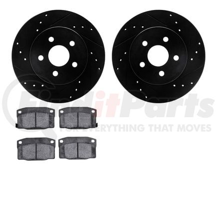 Dynamic Friction Company 8502-52028 Rotors-Drilled and Slotted-Black with 5000 Advanced Brake Pads