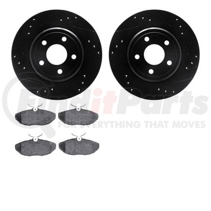 Dynamic Friction Company 8502-54015 Rotors-Drilled and Slotted-Black with 5000 Advanced Brake Pads