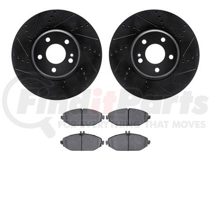 Dynamic Friction Company 8502-63061 Rotors-Drilled and Slotted-Black with 5000 Advanced Brake Pads