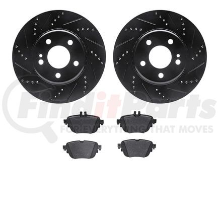 Dynamic Friction Company 8502-63064 Rotors-Drilled and Slotted-Black with 5000 Advanced Brake Pads