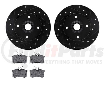 Dynamic Friction Company 8502-74005 Rotors-Drilled and Slotted-Black with 5000 Advanced Brake Pads