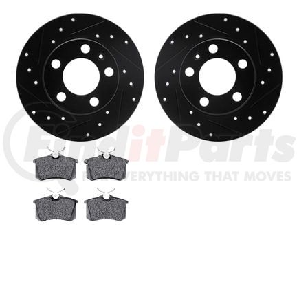 Dynamic Friction Company 8502-74034 Rotors-Drilled and Slotted-Black with 5000 Advanced Brake Pads