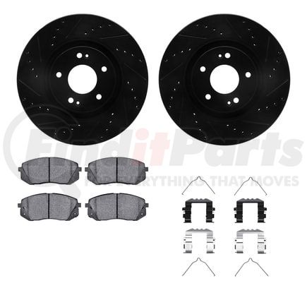 Dynamic Friction Company 8512-03005 Rotors-Drilled & Slotted-Black w/ 5000 Advanced Brake Pads Incl Hdw