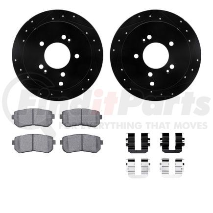 Dynamic Friction Company 8512-03037 Brake Rotor - Dimpled & Slotted - Black w/5000 Brake Pads & HW Kit