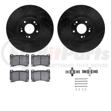 Dynamic Friction Company 8512-03069 Rotors-Drilled & Slotted-Black w/ 5000 Advanced Brake Pads Incl Hdw