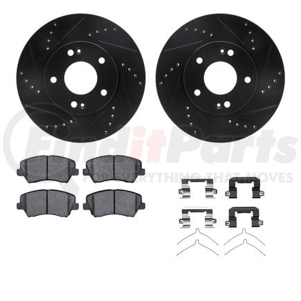 Dynamic Friction Company 8512-03077 Rotors-Drilled & Slotted-Black w/ 5000 Advanced Brake Pads Incl Hdw