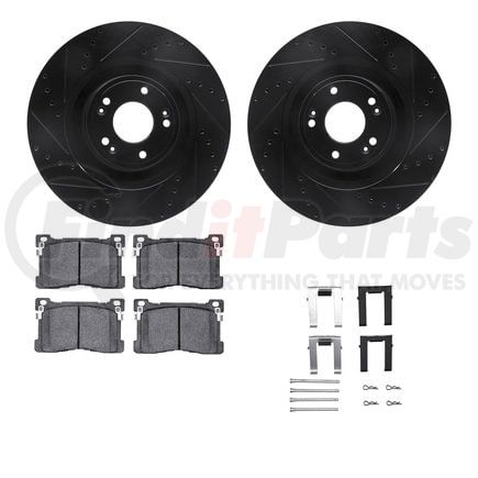 Dynamic Friction Company 8512-03086 Rotors-Drilled & Slotted-Black w/ 5000 Advanced Brake Pads Incl Hdw