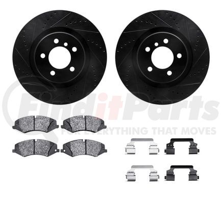Dynamic Friction Company 8512-11031 Rotors-Drilled & Slotted-Black w/ 5000 Advanced Brake Pads Incl Hdw