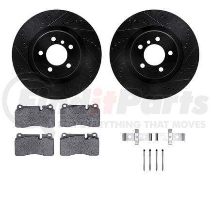 Dynamic Friction Company 8512-11103 Rotors-Drilled & Slotted-Black w/ 5000 Advanced Brake Pads Incl Hdw