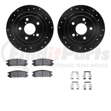 Dynamic Friction Company 8512-13008 Rotors-Drilled & Slotted-Black w/ 5000 Advanced Brake Pads Incl Hdw