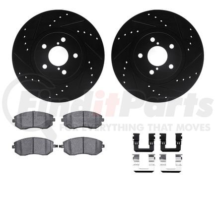 Dynamic Friction Company 8512-13010 Rotors-Drilled & Slotted-Black w/ 5000 Advanced Brake Pads Incl Hdw