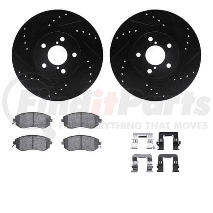 Dynamic Friction Company 8512-13011 Rotors-Drilled & Slotted-Black w/ 5000 Advanced Brake Pads Incl Hdw