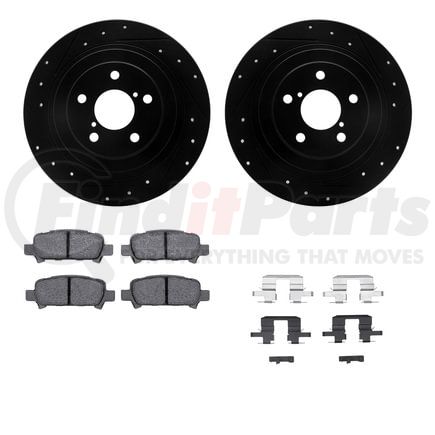 Dynamic Friction Company 8512-13025 Brake Rotor - Dimpled & Slotted - Black w/5000 Brake Pads & HW Kit