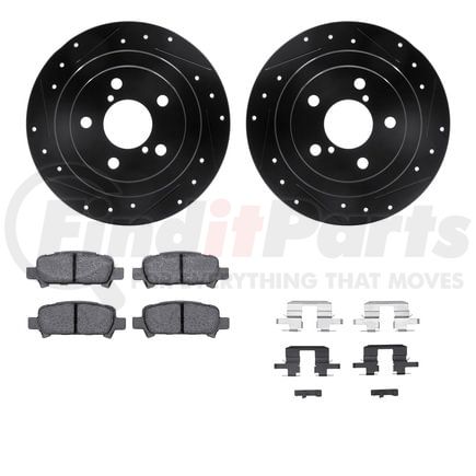 Dynamic Friction Company 8512-13024 Brake Rotor - Dimpled & Slotted - Black w/5000 Brake Pads & HW Kit
