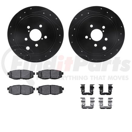 Dynamic Friction Company 8512-13030 Rotors-Drilled & Slotted-Black w/ 5000 Advanced Brake Pads Incl Hdw