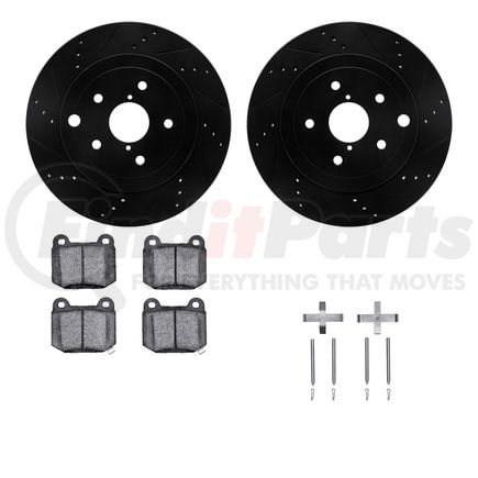 Dynamic Friction Company 8512-13027 Rotors-Drilled & Slotted-Black w/ 5000 Advanced Brake Pads Incl Hdw