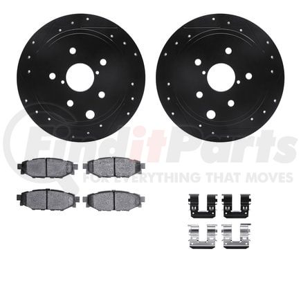 Dynamic Friction Company 8512-13031 Rotors-Drilled & Slotted-Black w/ 5000 Advanced Brake Pads Incl Hdw