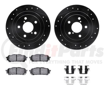 Dynamic Friction Company 8512-13036 Brake Rotor - Dimpled & Slotted - Black w/5000 Brake Pads & HW Kit