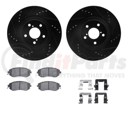 Dynamic Friction Company 8512-13051 Brake Rotor - Dimpled & Slotted - Black w/5000 Brake Pads & HW Kit