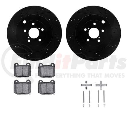 Dynamic Friction Company 8512-13050 Rotors-Drilled & Slotted-Black w/ 5000 Advanced Brake Pads Incl Hdw