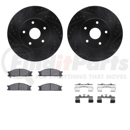 Dynamic Friction Company 8512-13052 Rotors-Drilled & Slotted-Black w/ 5000 Advanced Brake Pads Incl Hdw
