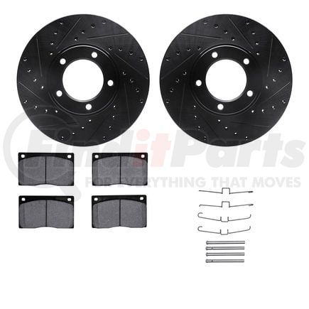 Dynamic Friction Company 8512-20001 Rotors-Drilled & Slotted-Black w/ 5000 Advanced Brake Pads Incl Hdw