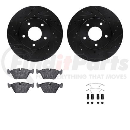 Dynamic Friction Company 8512-20006 Rotors-Drilled & Slotted-Black w/ 5000 Advanced Brake Pads Incl Hdw