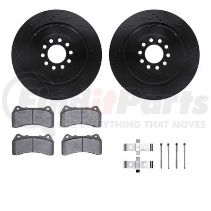 Dynamic Friction Company 8512-20009 Rotors-Drilled & Slotted-Black w/ 5000 Advanced Brake Pads Incl Hdw