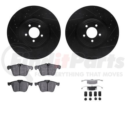 Dynamic Friction Company 8512-20017 Rotors-Drilled & Slotted-Black w/ 5000 Advanced Brake Pads Incl Hdw