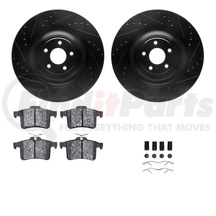 Dynamic Friction Company 8512-20019 Rotors-Drilled & Slotted-Black w/ 5000 Advanced Brake Pads Incl Hdw