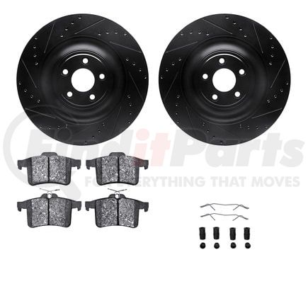 Dynamic Friction Company 8512-20020 Rotors-Drilled & Slotted-Black w/ 5000 Advanced Brake Pads Incl Hdw